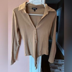 Tan buttoned bodysuit